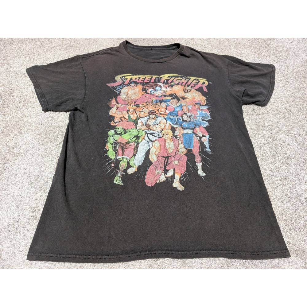 Street Fighter T Shirt Mens M Black Graphic‎ Tee Retro Gaming Ryu Ken Chun-Li